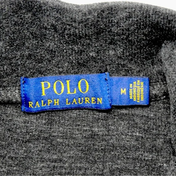 Polo Ralph Lauren Estate-Rib QuarterZip Heather Gray Pullover Med 100% COTTON